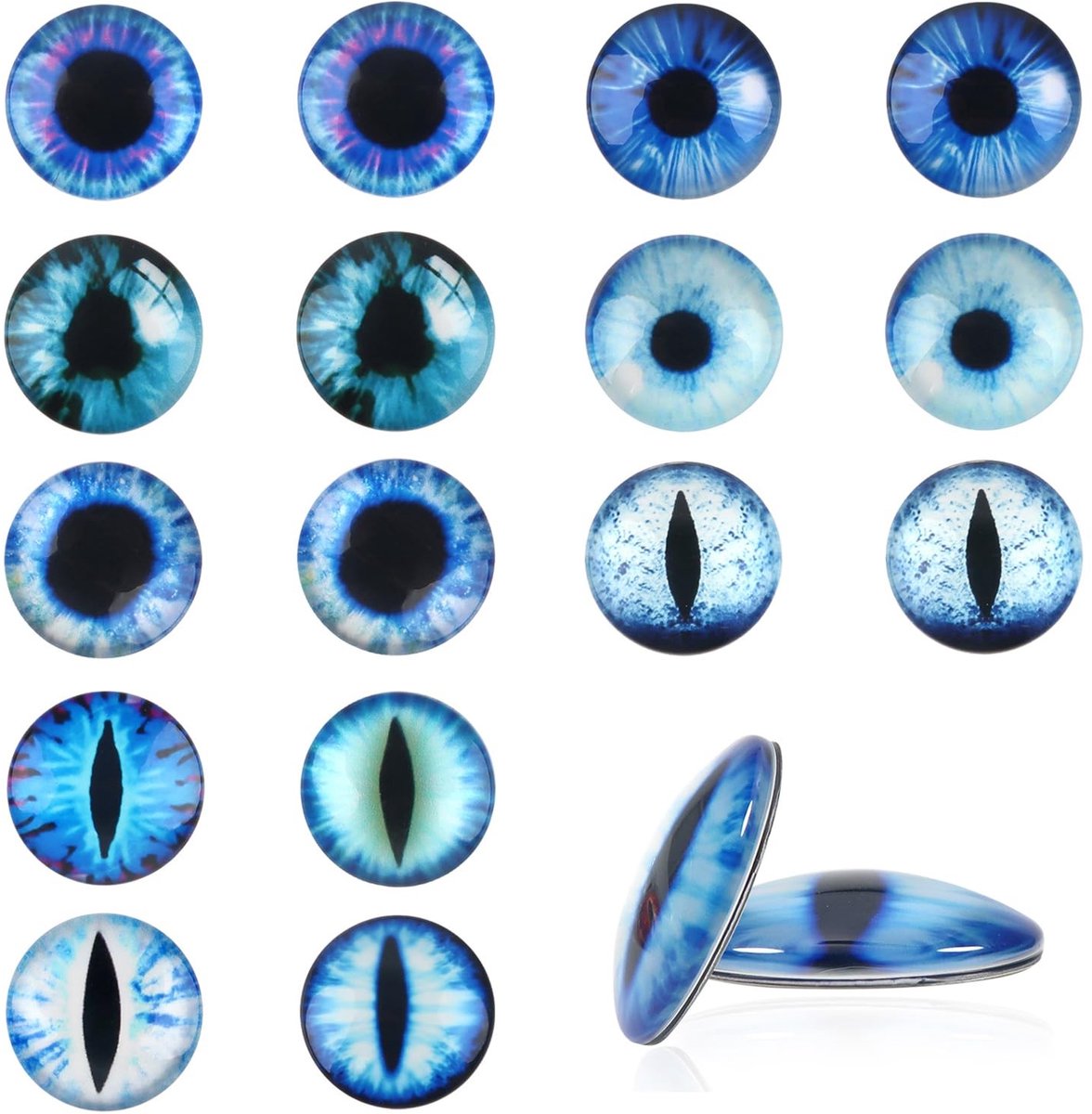 Dailygoods- Glazen Ogen 20mm Blauw - 20 Stuks - Veiligheidsogen - Cabochon - Handgemaakte Projecten - Duurzaam Glas - Poppenogen