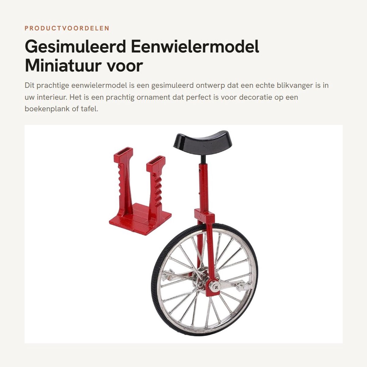 Dailygoods- Eenwielermodel Gesimuleerd Ontwerp - Miniatuur Fietsmodel - Legeringsornament - Decoratie Boekenplank - Uitstekend Vakmanschap - Duurzaam Materiaal - Miniatuurmodel