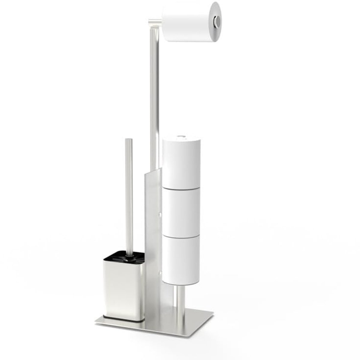 Dailygoods- Toiletpapierhouder Vrijstaand - Wc-borstel - Roestvrij Staal - Glazen Plank - Eenvoudig te Installeren - Modern Design - Wc-garnituur