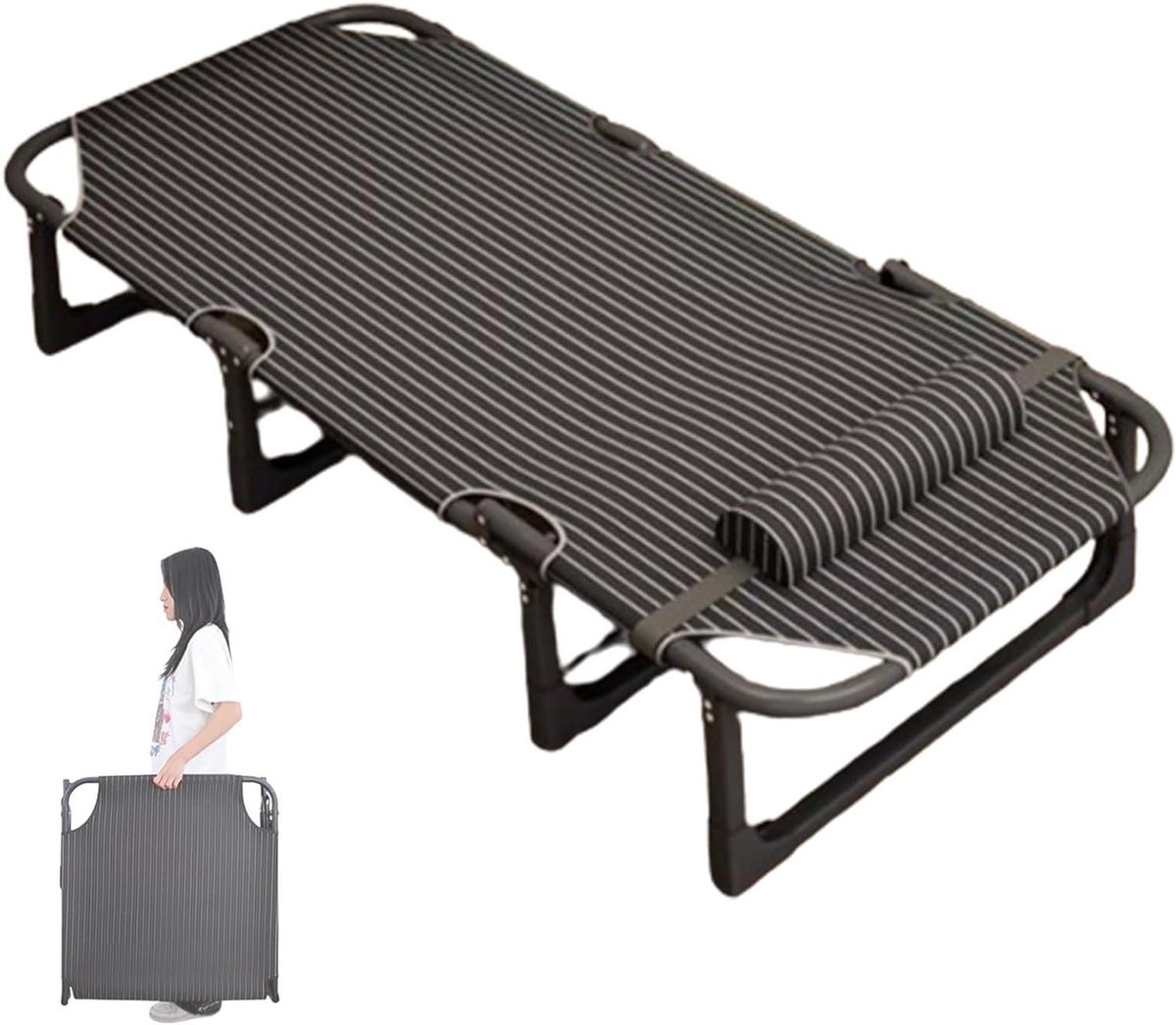 Vouwbed - Logeerbed - Ontspannen buiten - 4-voudig verstelbaar - 190x75cm - Grijs