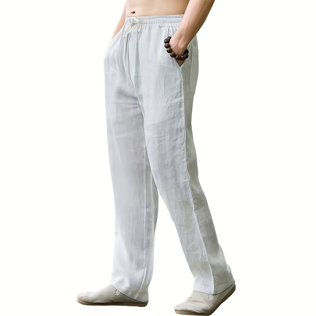 Currero Linnen Broek Heren - Zomerbroek - Volwassenen - Lange Broek - Pantalon - Strandbroek - Zomer - Ibiza Stijl - Wit S