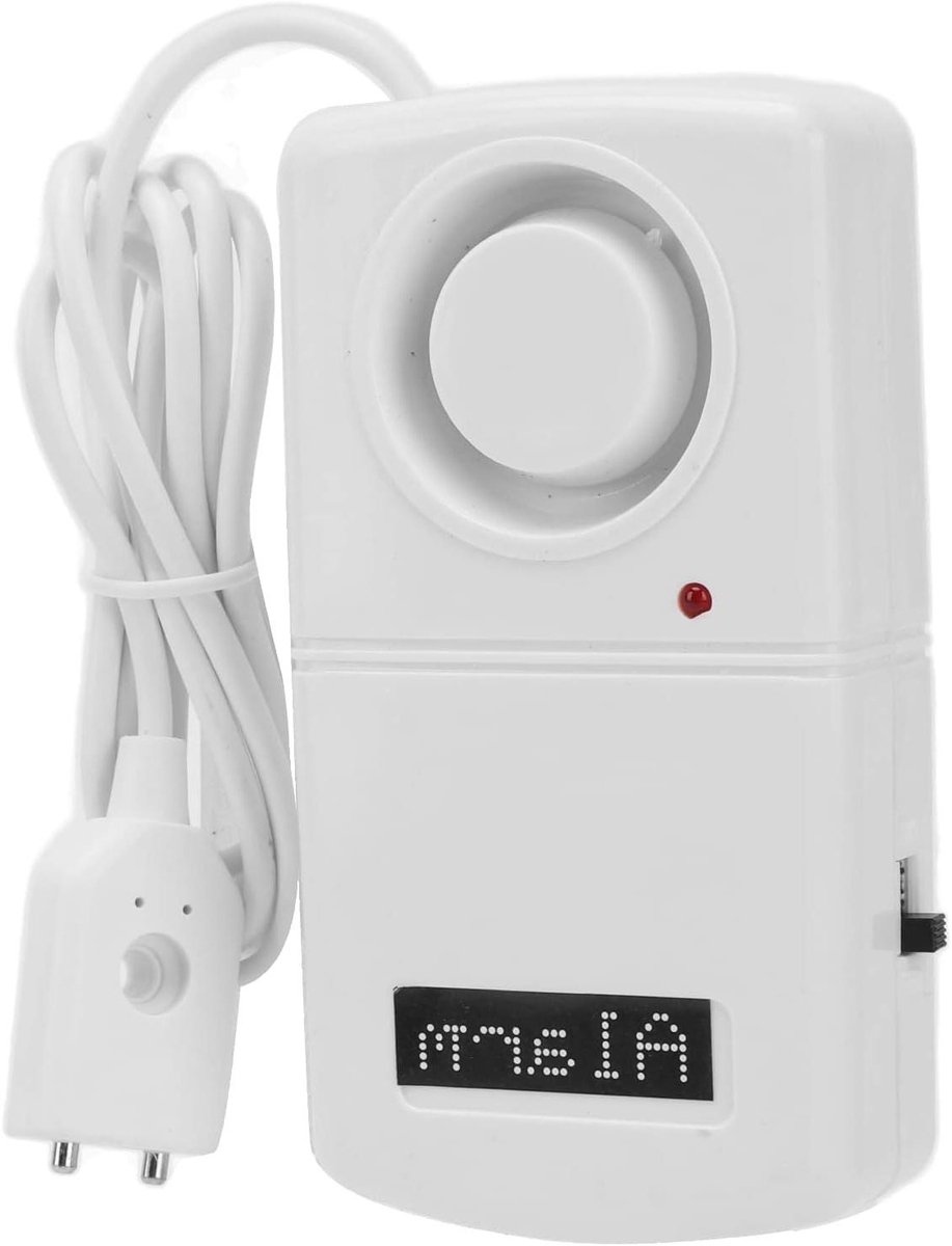 Waterniveau Alarm - Lekdetector Overloop - Voorkom Waterschade - 110dB Luid Alarm - 12x8x3 cm - Wit