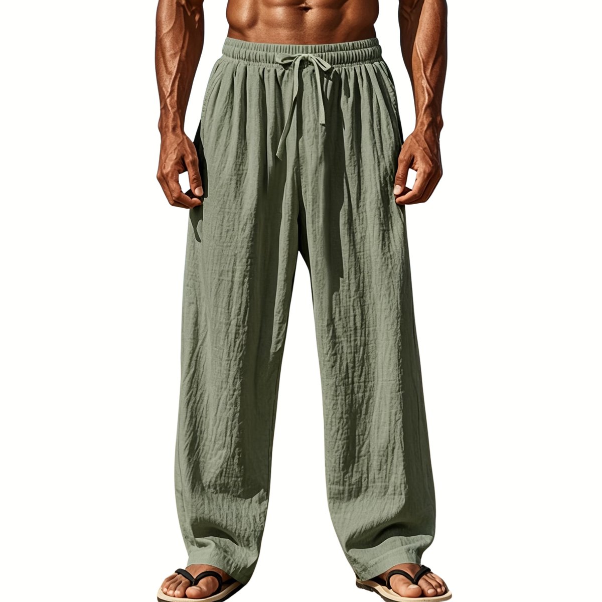 Currero Linnen Broek Heren - Zomerbroek - Volwassenen - Lange Broek - Pantalon - Strandbroek - Zomer - Ibiza Stijl - Varengroen XL