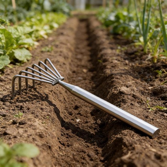Tuinhark Ergonomisch - Metaal Grondbewerking - Onkruid Wieden - Roestvrij Staal - 7 klauwen - null — afbeelding 3