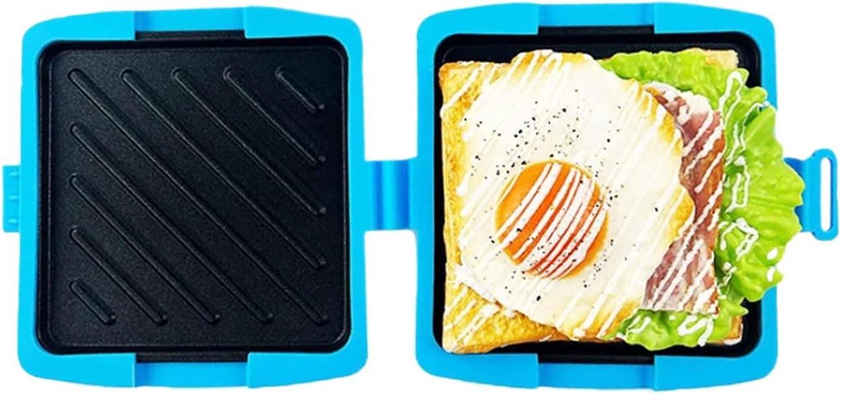 Magnetron Sandwichmaker - Tosti Apparaat - Snelle Maaltijden Maken - Vaatwasmachinebestendig - 4x17x4 cm - Blauw