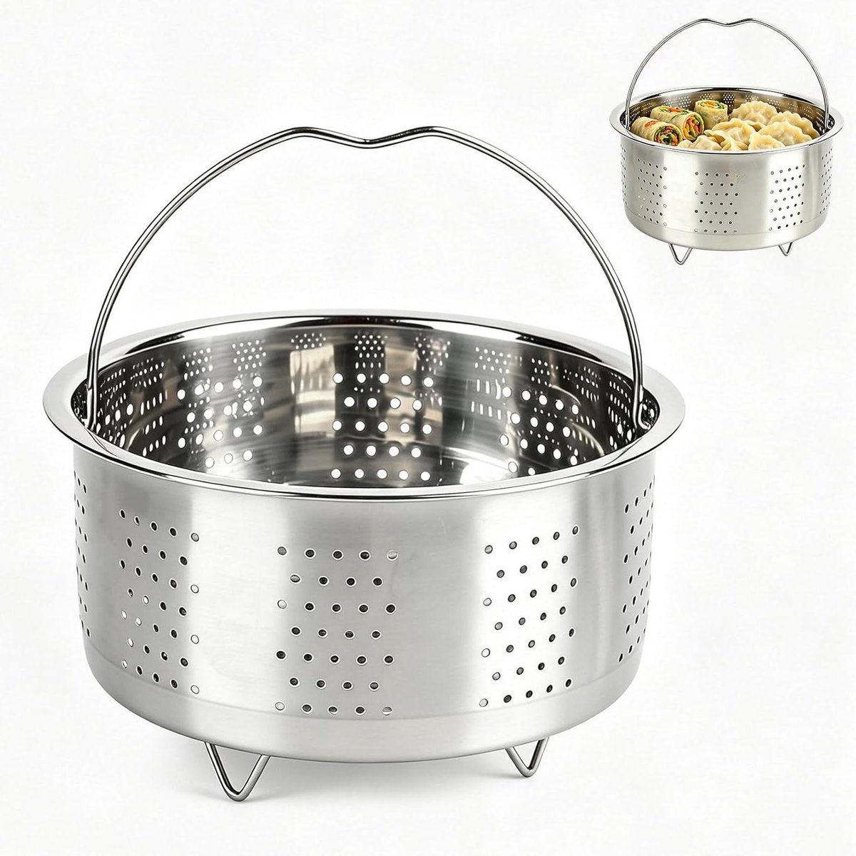 Stoominzet pot - Stoommand roestvrij - Gezond koken - Duurzaam materiaal - 175 cm - Zilver