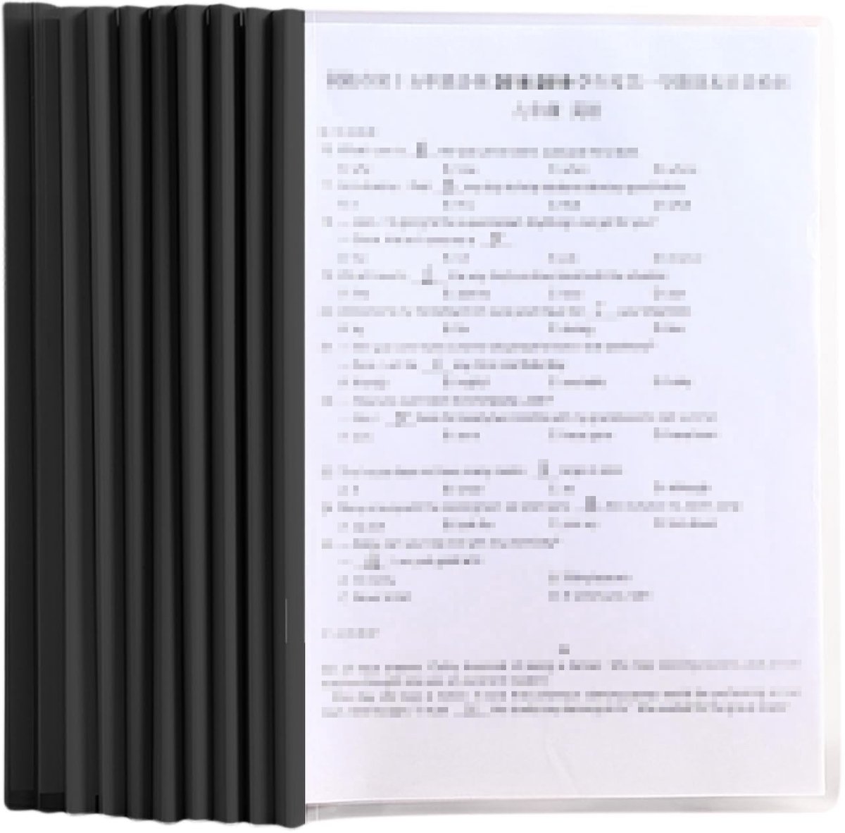 Dailygoods- Schuifbinder 10 stuks - A4 Documentenmap - Kunststof Rapportafdekkingen - Antislip Vergrendelingshendel - U-vormige Schuifstang - Zwart