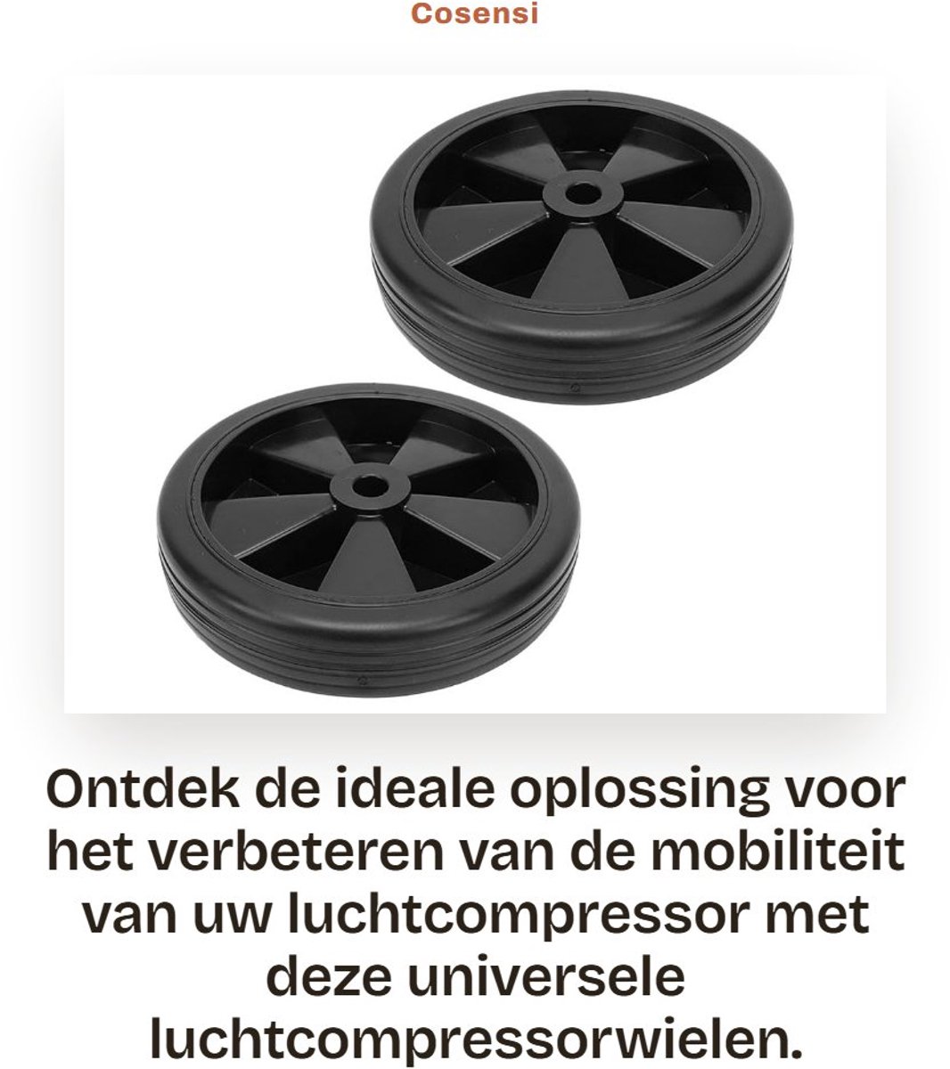 Dailygoods- Luchtcompressorwielen Universeel - 2-Pack - 150 Mm / 6 Inch Diameter - Rubberen Wielen - Stevig Plastic - Moeiteloze Mobiliteit - Vervangwielen