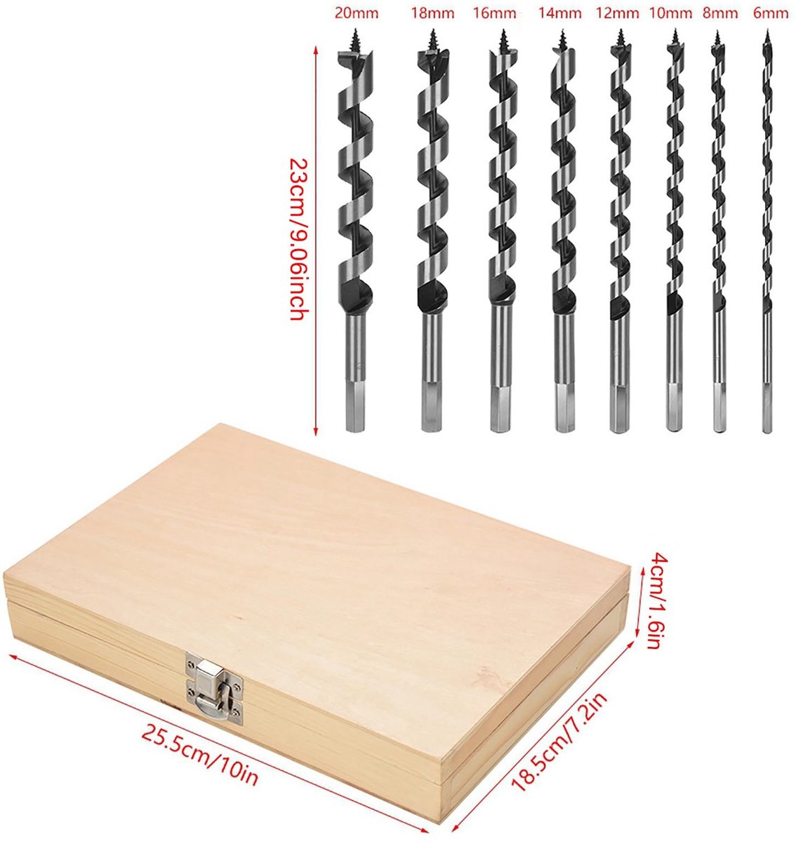Dailygoods - Houtboor Set - 8-delige Spiral Boor Set - Geschikt voor hout en glas - Carbon Staal - 6-20 mm - Voor precisiewerk en veelzijdige toepassi...
