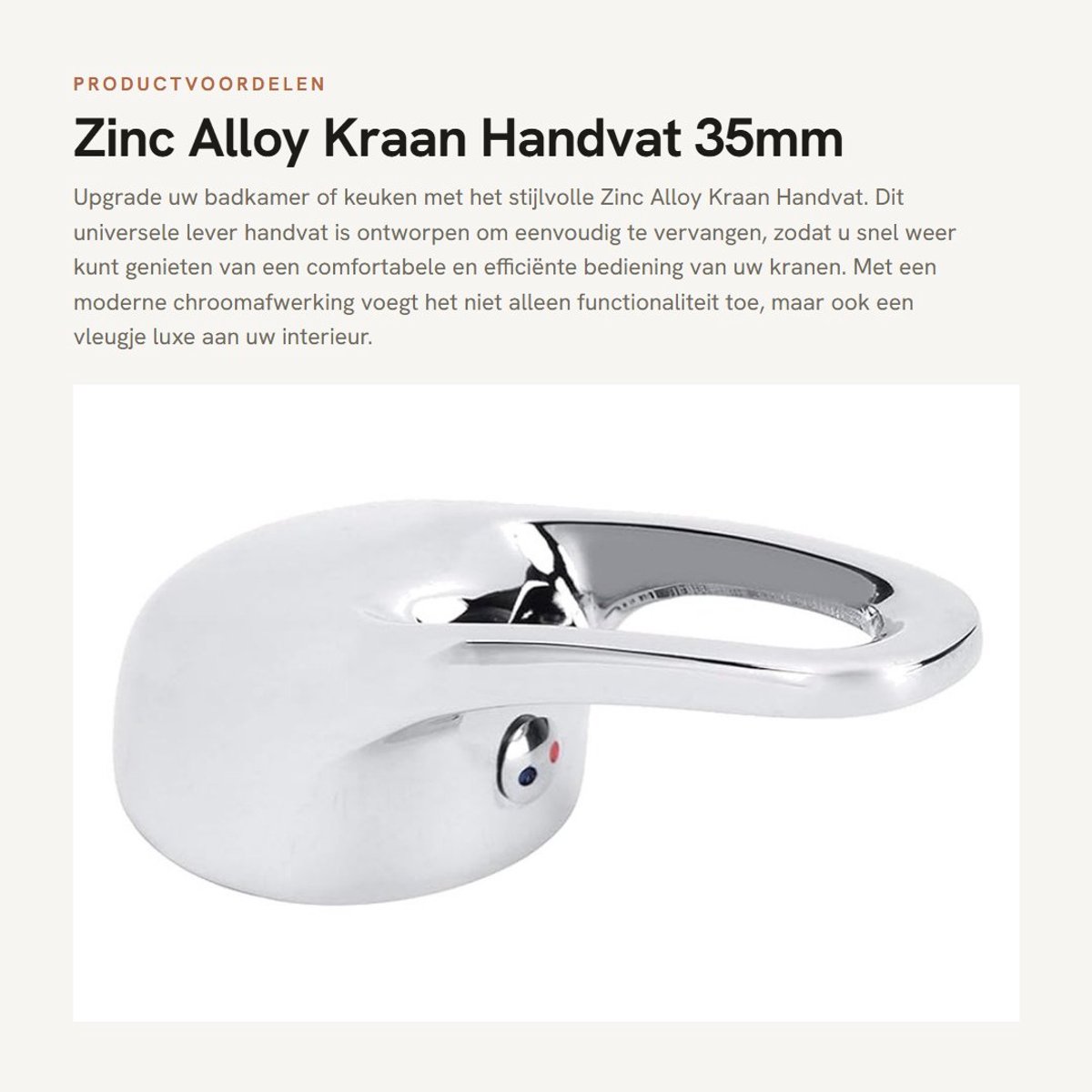 Dailygoods- Kraanhandgreep 35mm - Verstelbaar - Zinklegering - Chroomafwerking - Duurzaam - Eenvoudige installatie - Kraan