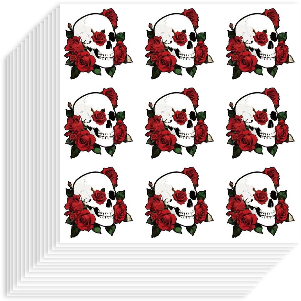 Dailygoods- Stickers Gothic Design - Doodshoofd/Rozen - Waterdicht - 180 Stuks - Zelfklevend - Decoratie voor Laptop/Skateboard - Decoratiestickers