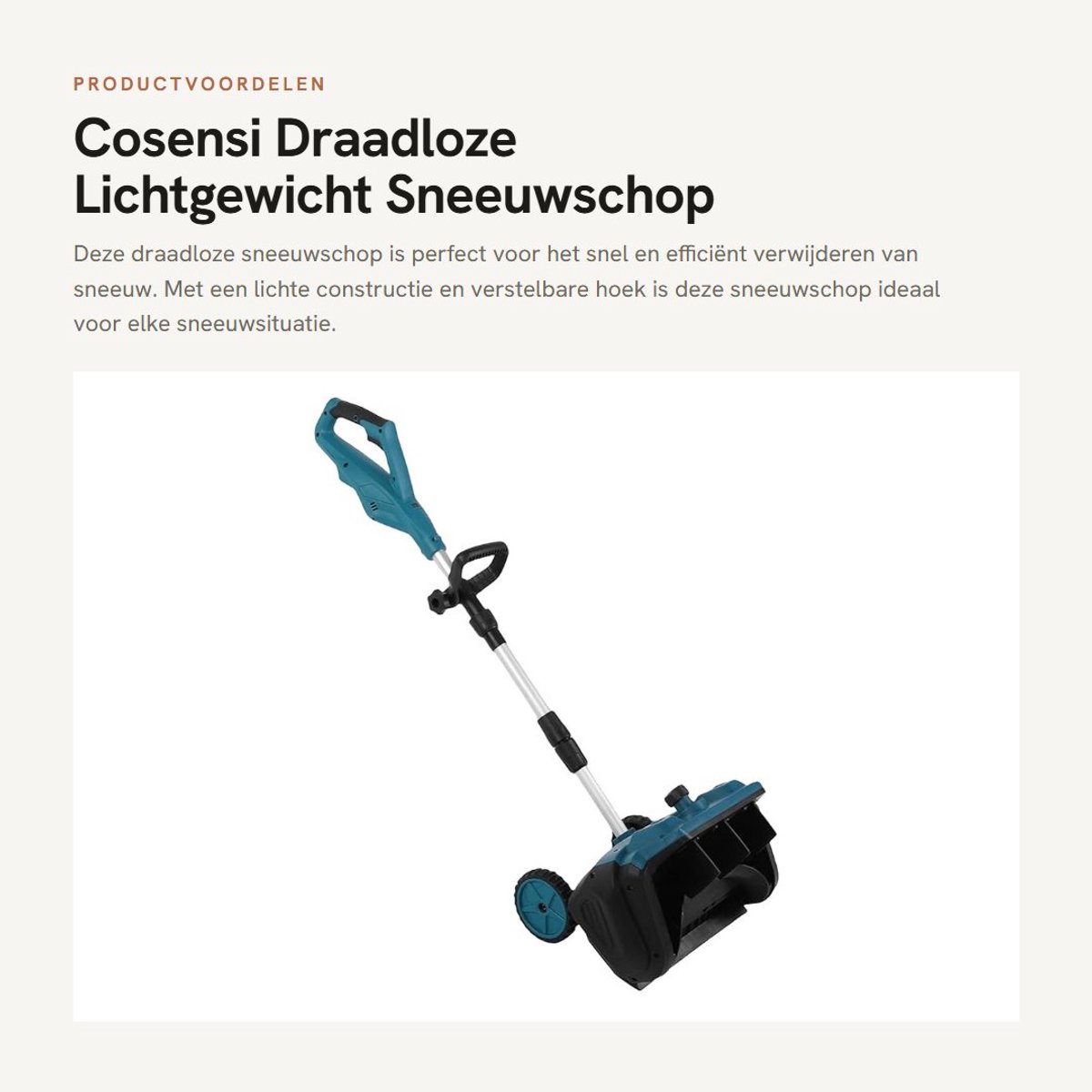 Dailygoods - Draadloze Lichtgewicht Sneeuwschop met Verstelbare Hoek