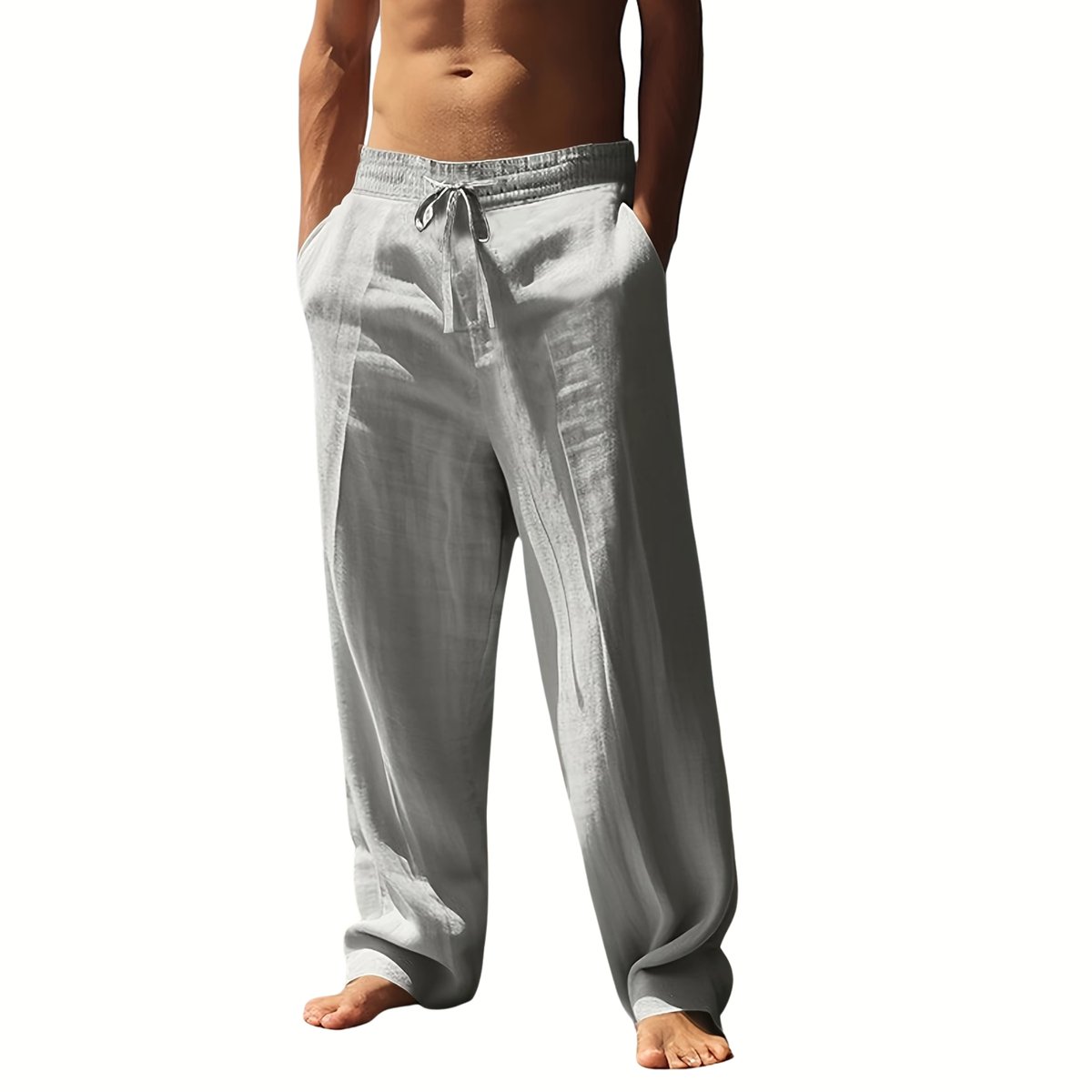 Currero Linnen Broek Heren - Zomerbroek - Volwassenen - Lange Broek - Pantalon - Strandbroek - Zomer - Ibiza Stijl - Grijs XXL