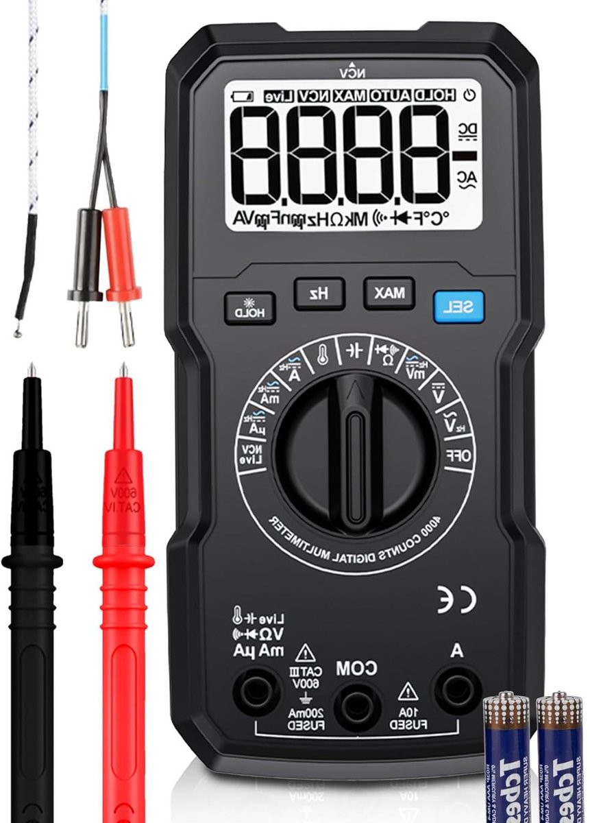 Digitale Multimeter - Stroommeter Tester - Elektrische Metingen - Contactloze Spanningsdetectie - 3999 Cijfers - Grijs