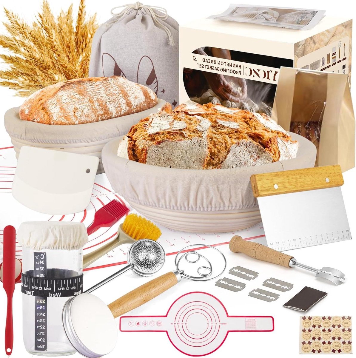Brood Proofing Mand - Rijsmand Zuurdesem - Brood Bakken - Handgemaakte Rotan - 9" & 10" - Natuurlijk