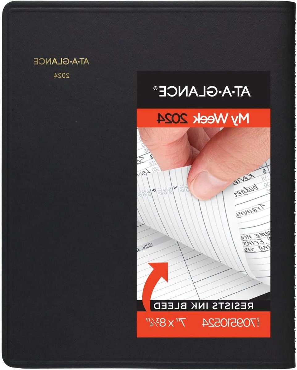 Weekplanner 2024 - Afsprakenboek Agenda - Professioneel Plannen - Inktdoorloop Bestendig - 7" x 8-3/4" - Zwart