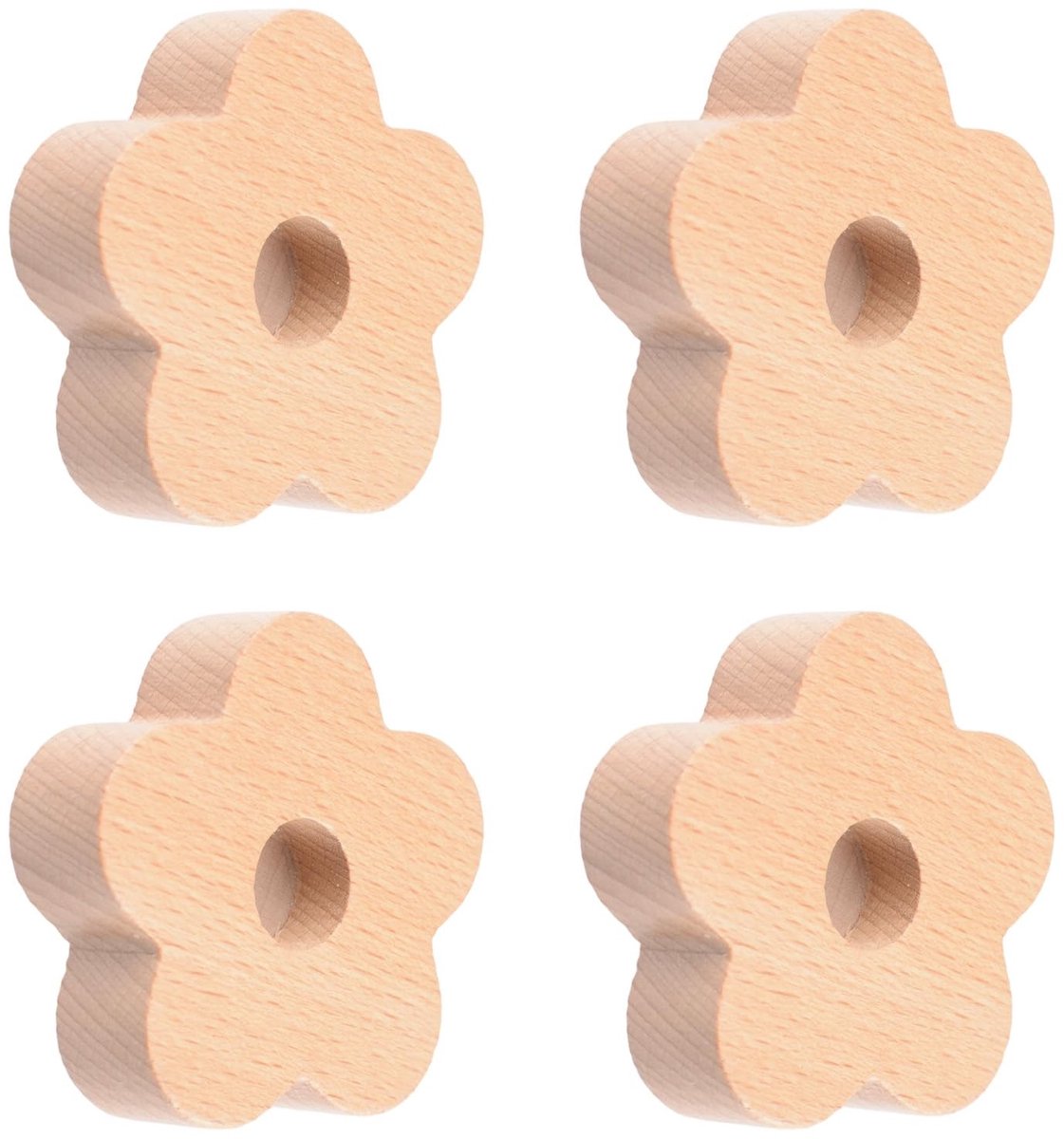 Dailygoods- Kastknoppen Bloemvormig - Houten Handgrepen - Deurknopjes - Meubelknoppen - Kastknoppen Kinderkamer - Afmeting 61x61mm