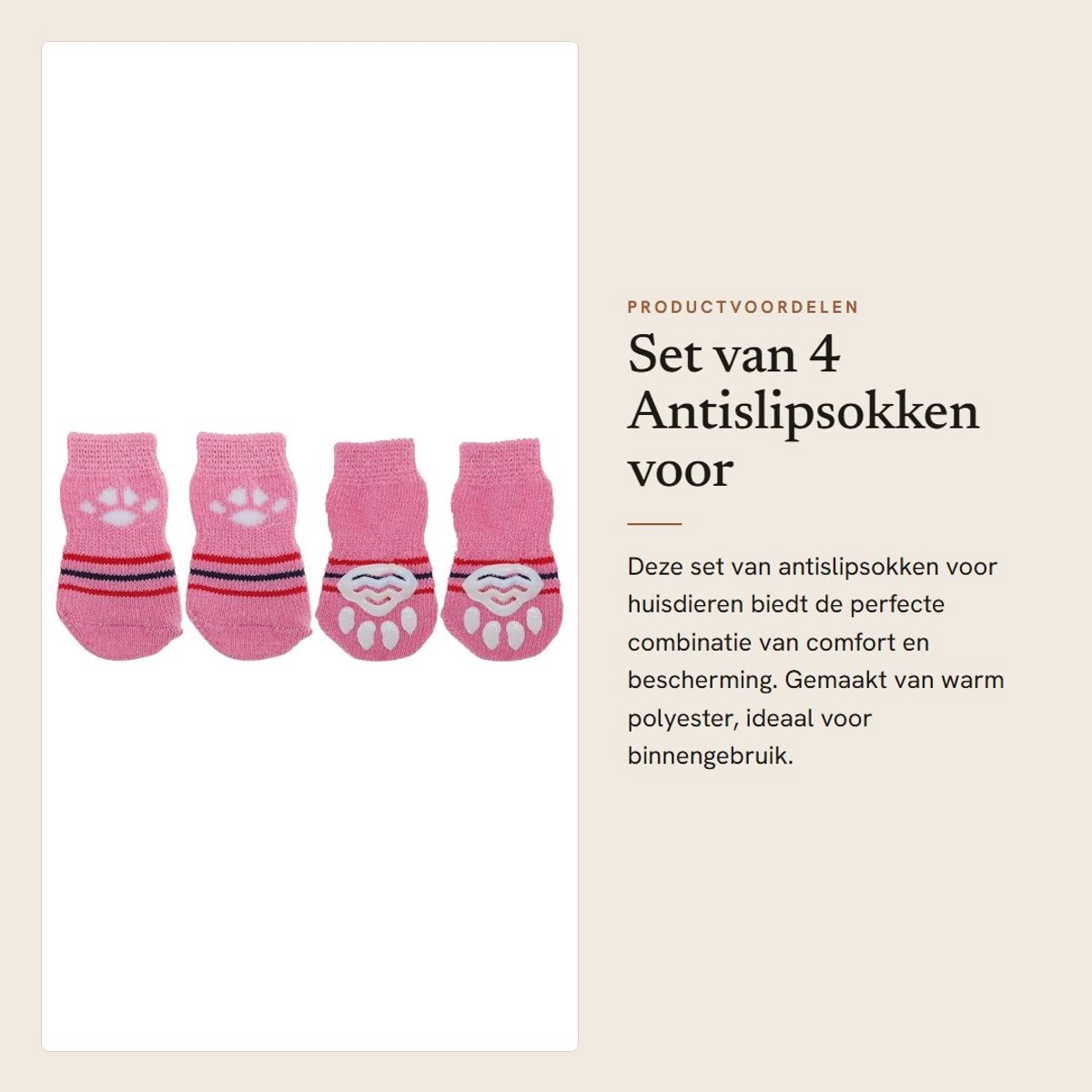 Dailygoods- Hondensokken Antislip - Pootbescherming - Set van 4 - Siliconen Gelzolen - Warm Polyester - Maat S (6 x 2,5 cm) - Huisdier Sokken