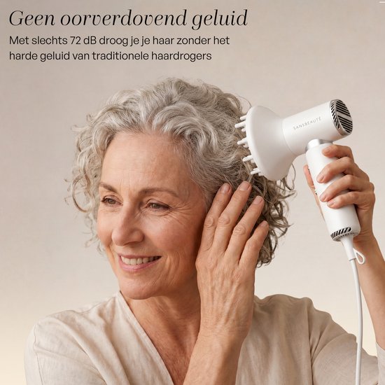 Sansbeauté® Föhn met Diffuser - EssentiaPRO Mini - Reisföhn met Opzetstukken - Reishaardroger - 110.000RPM - Sèche Cheveux - Ionische Haardroger met Borstel - Haarföhn met Defuser - Blow Dryer - Kappersfohn - 1300W - 220-240V