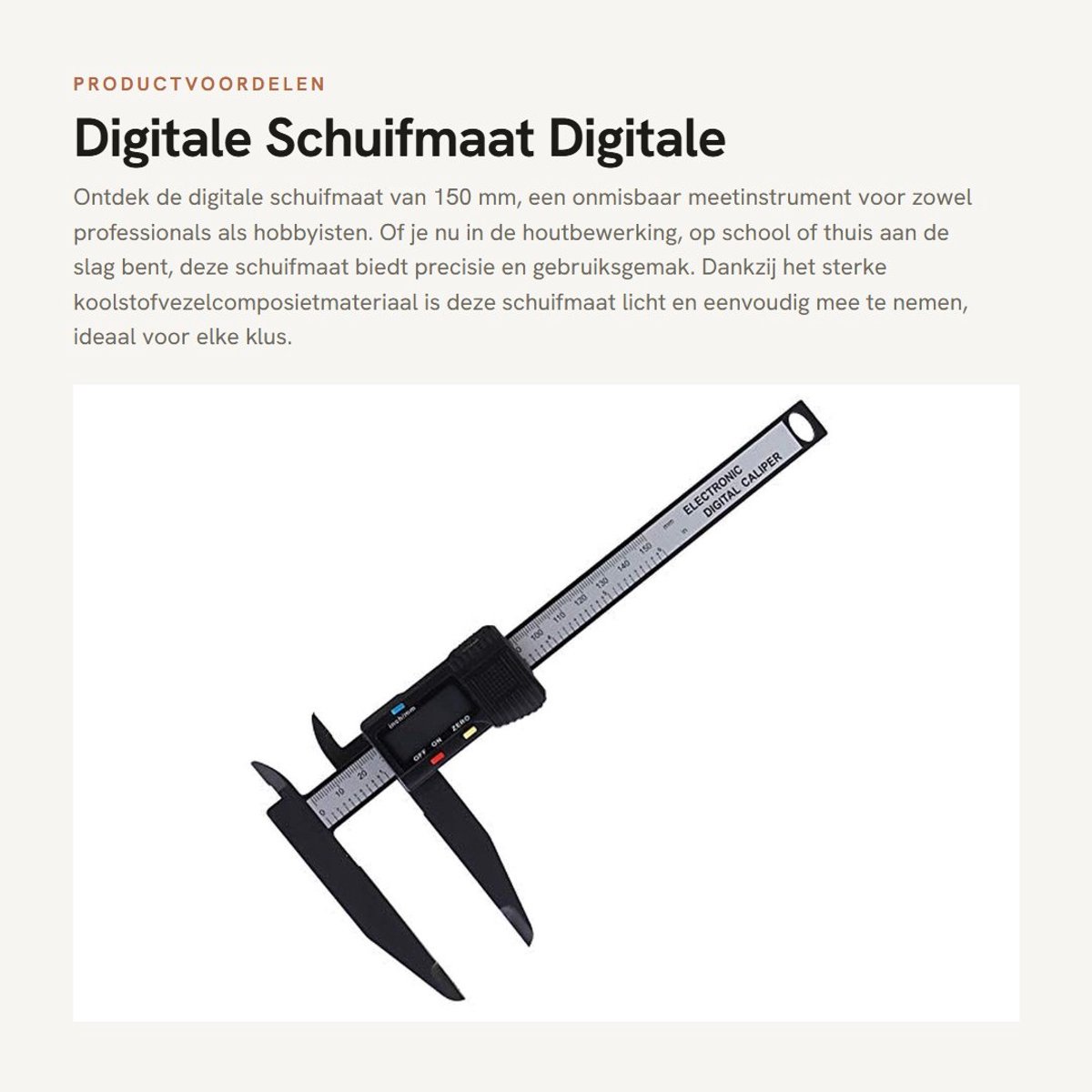 Dailygoods- Schuifmaat 150 mm - Digitale Schuifmaat - Koolstofvezel - Nauwkeurige Metingen - Lichtgewicht - Geschikt voor School/Houtbewerking