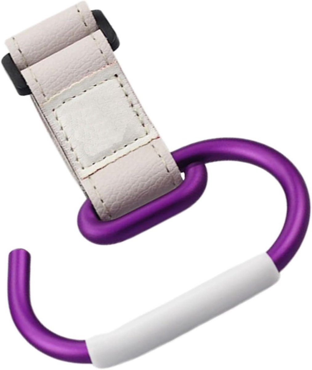 Kinderwagen Haak - Luiertas Clip - Spullen Meenemen - Stevige Aluminiumlegering - 9 x 12 cm - Paars