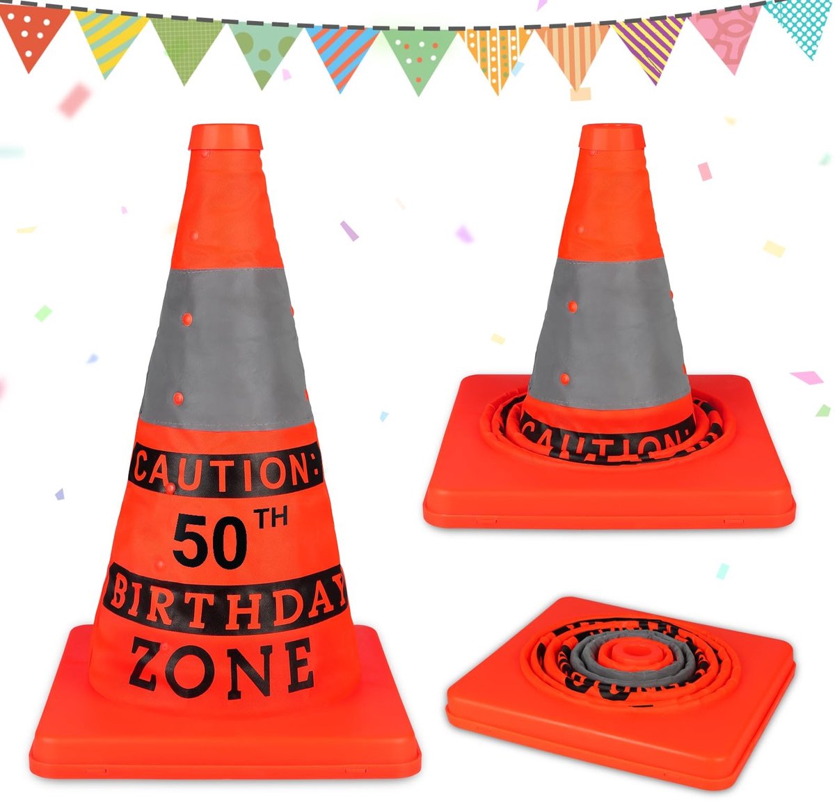 Dailygoods- Veiligheidskegel 50e verjaardag - Verjaardag decoratie - Grappige feestdecoratie - Cadeau 50 feestaccessoires - Uniek verjaardagscadeau - Creatieve oranje reflecterende kegel - Verjaardagsdecoratie