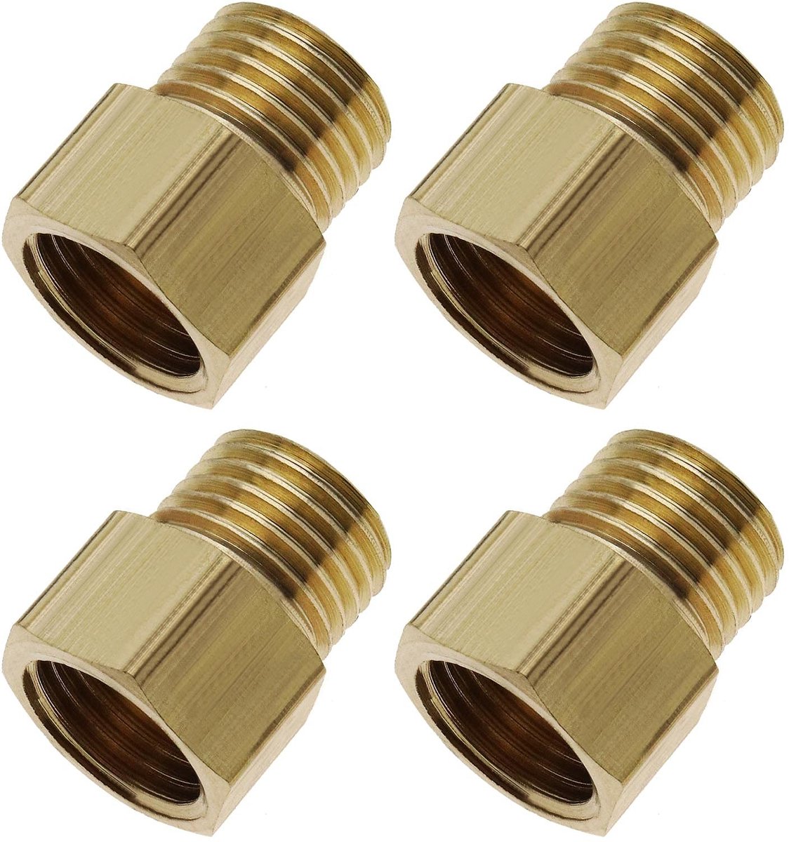 Dailygoods - 1/4 inch Adapter - Messing - Pijpconnector - Goud - Verloopstuk - 4 stuks - Geschikt voor lucht, water, gas en stookolie