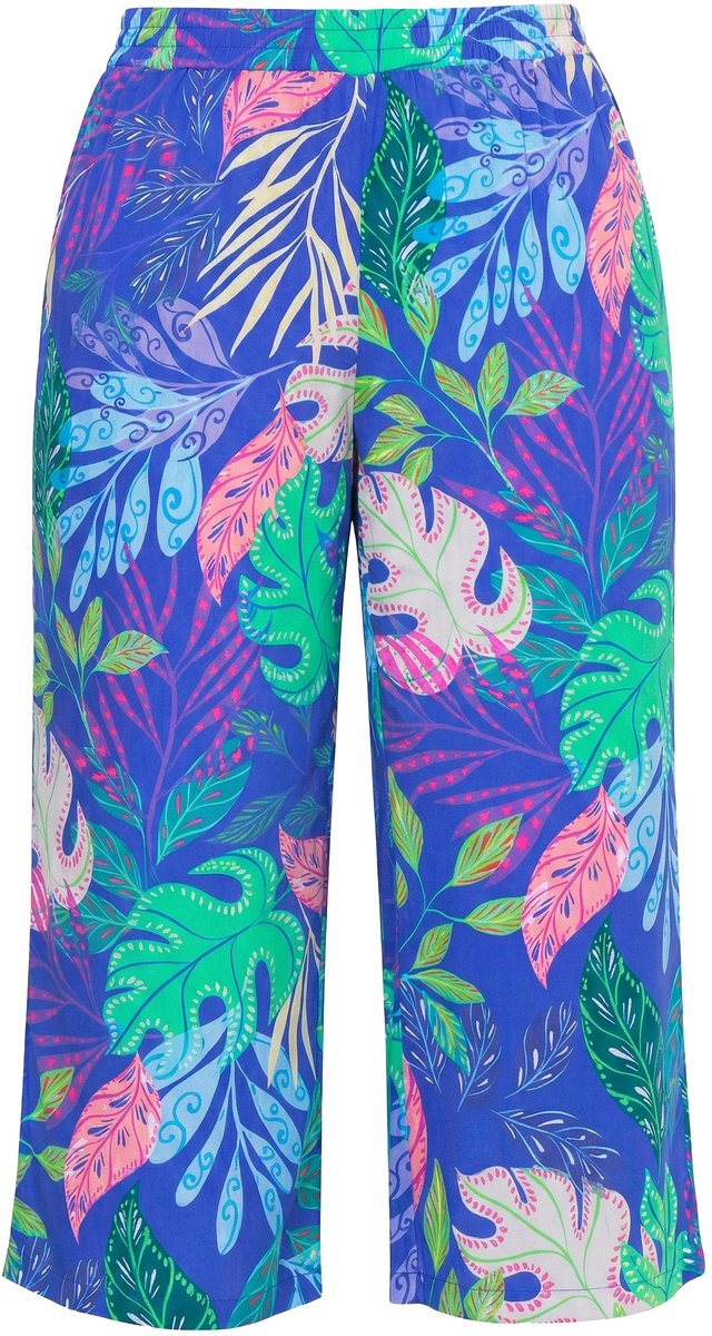 Angel of Style - Dames - Culottes wijd rechte pijp junglebladeren - Blauw - Maat 50