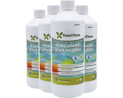 Famiflora Flocculant (vlokmiddel) vloeibaar 4x 1L - Vlokt vuil samen zodat je het makkelijk kan verwijderen en water direct helder is