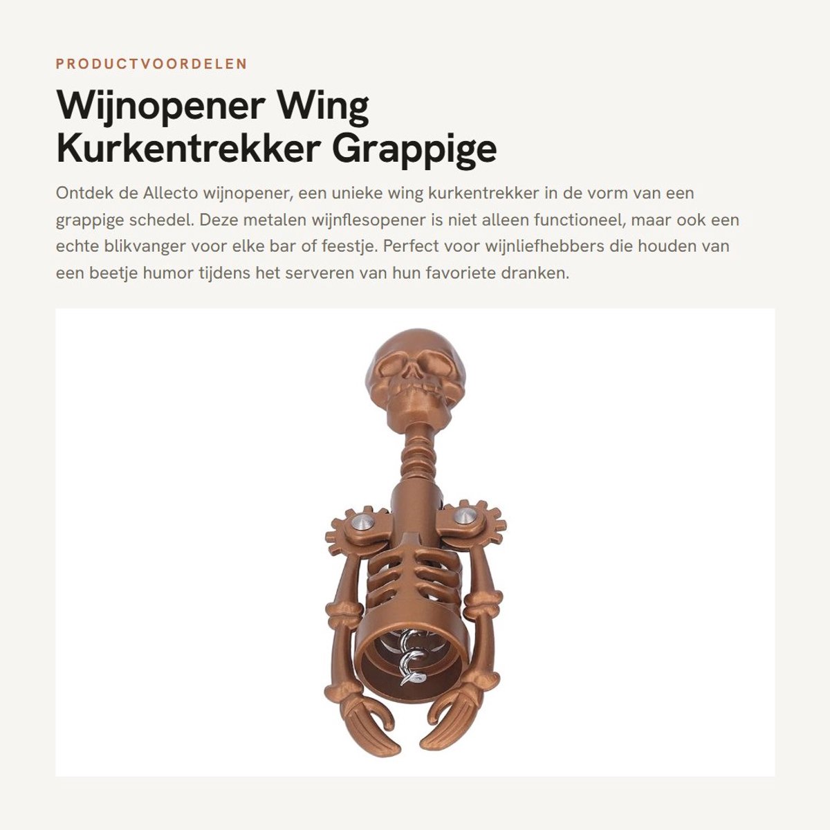 Dailygoods- Wijnopener Grappige Schedelvorm - Kurkentrekker - Flessenopener - Bierdop - Metalen Wijnopener - Voor Bar