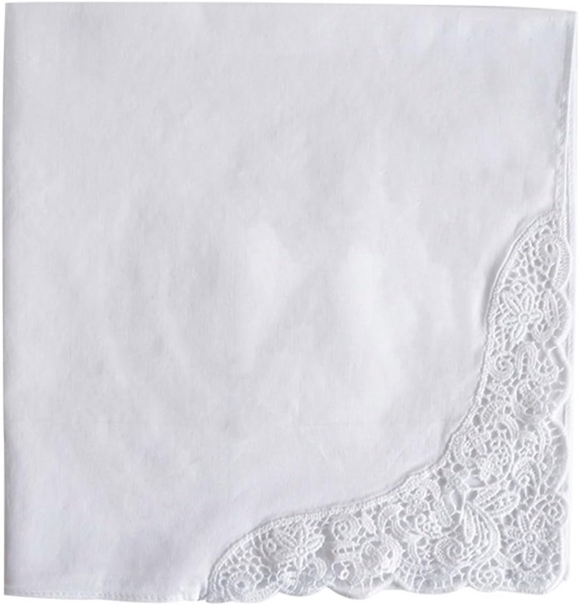Zakdoek Bloemrand - Lace zakdoek - Bruiloft Accessoire - Delicaat Kant - 35 x 35 cm - Wit