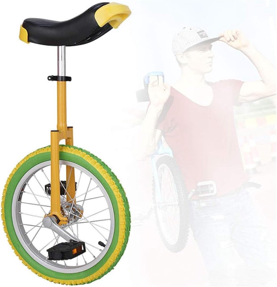Eenwieler - Single wheel bike - Balans Oefenen - Verstelbaar Zadel - 16 inch - Rood Zwart