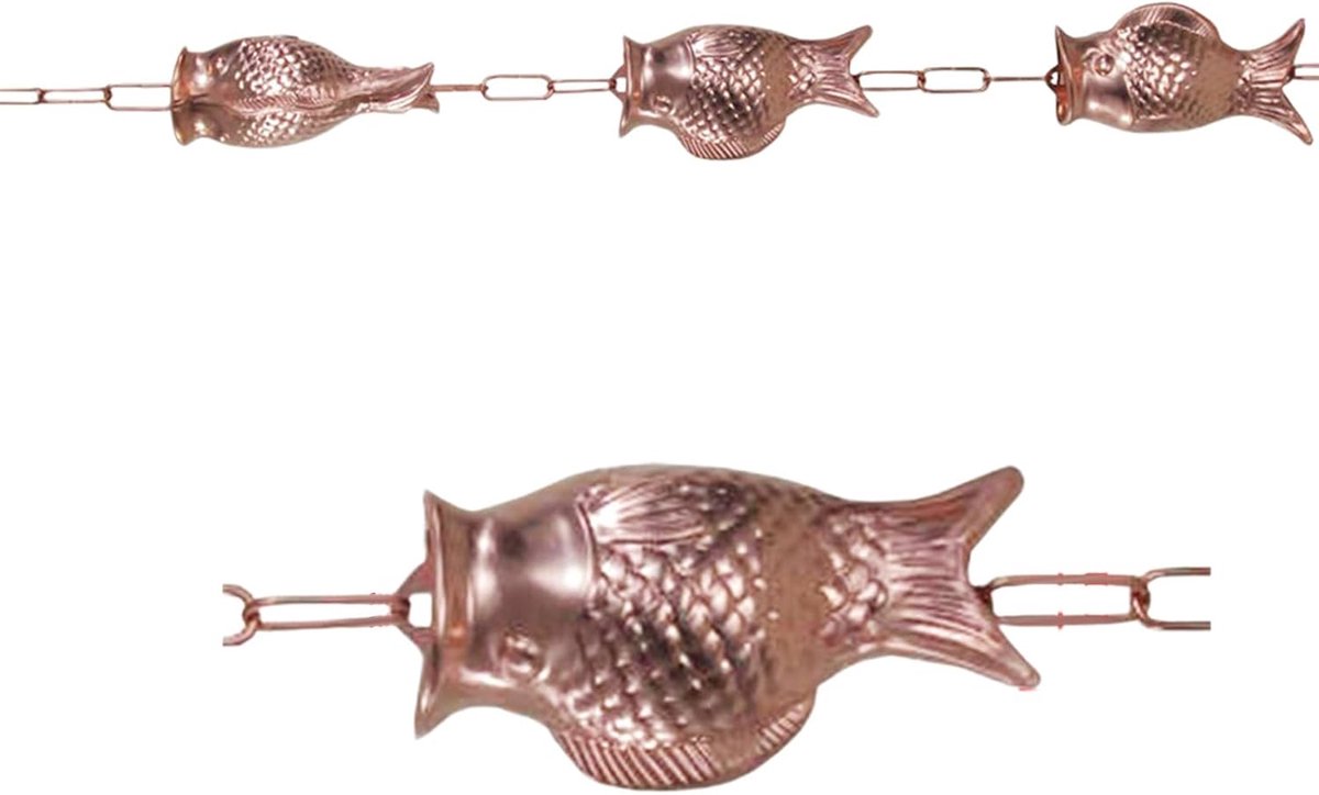 Regenketting Koper - Waterafvoer Decoratie - Tuin Verfraaien - Roestbestendig Patina - 26 x 16 x 18 cm - Koperkleurig
