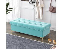 Opbergbank Fluweel - Ottomaanse Puf - Slaapkamer Decoratie - Ruimtebesparend Ontwerp - Tot 120 cm - Blauw