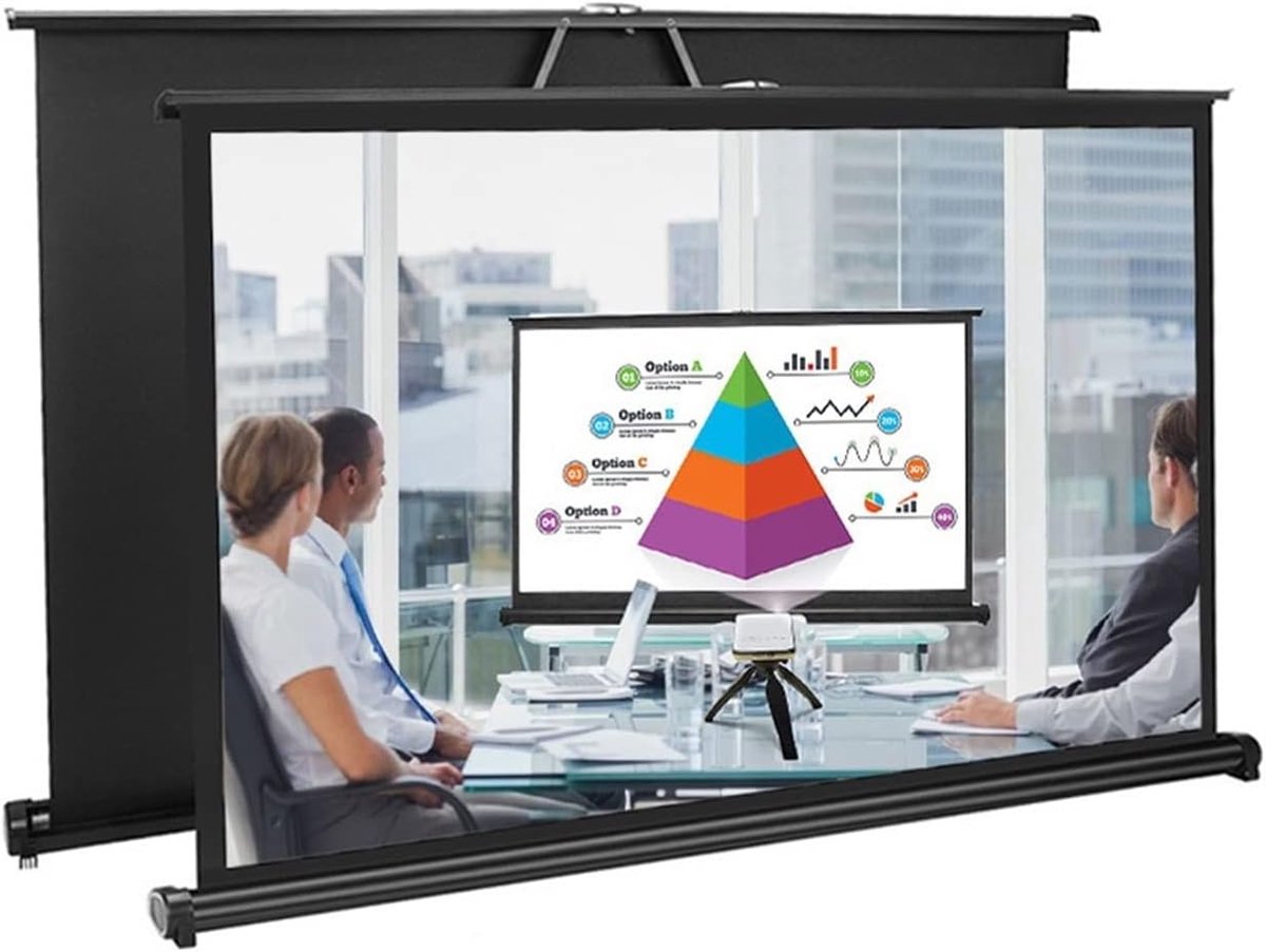 Draagbaar Projectorscherm - Mini Beeldscherm - Thuisbioscoop Creëren - Kreukvrij Polyester - 50 inch 16:9 - Wit