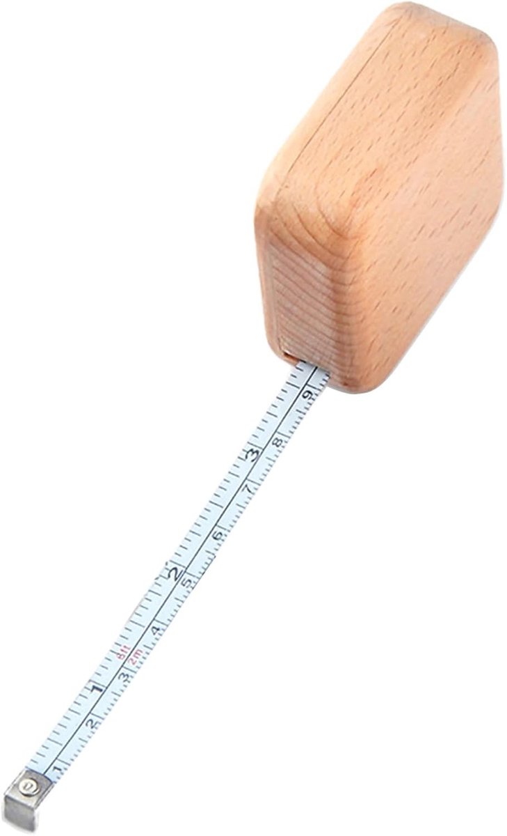 Houten meetlint - Draagbare liniaal - Nauwkeurig meten - Dubbele schaal - 2 meter - Houtkleur