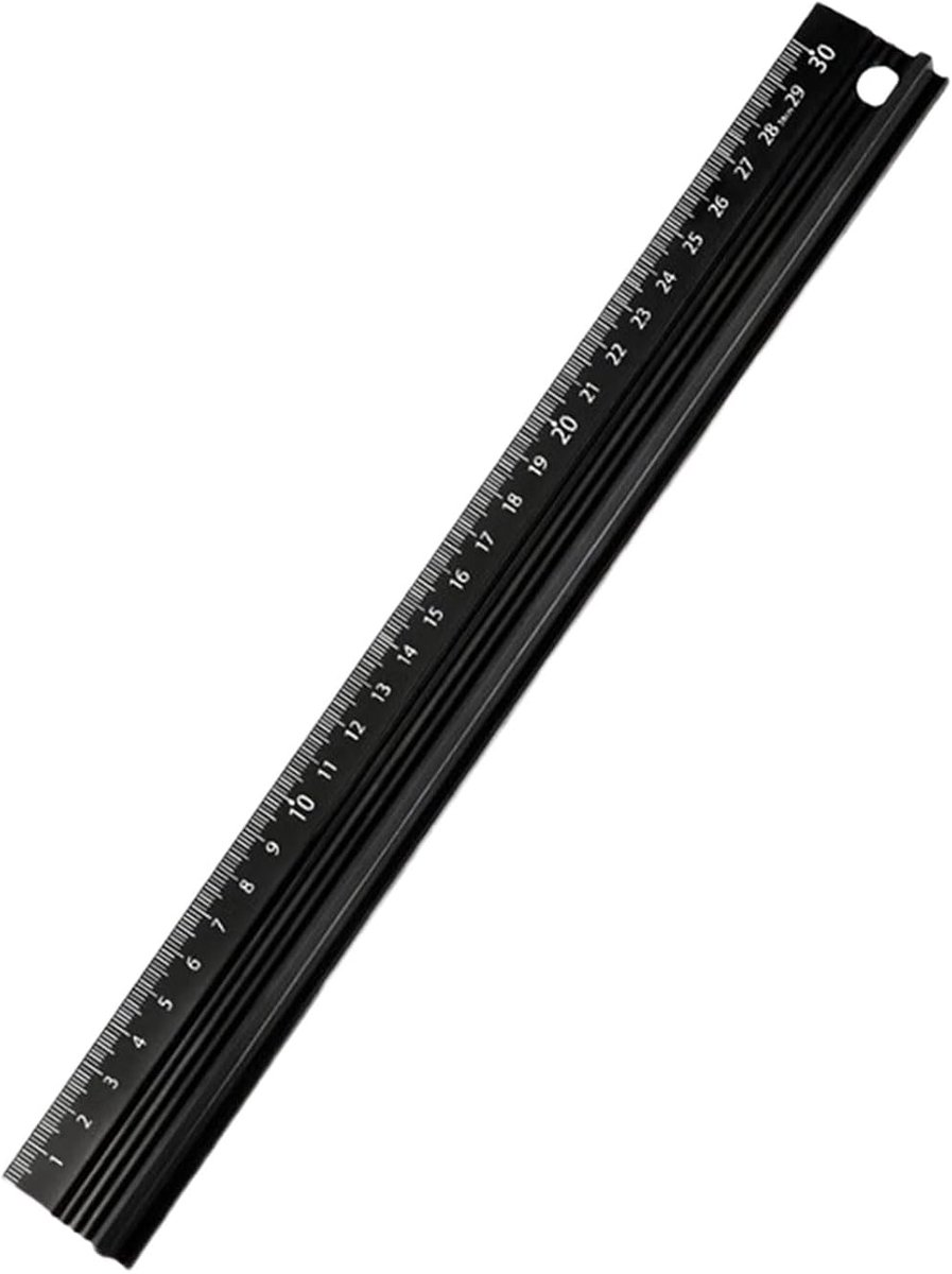 Aluminium meetliniaal - Snijliniaal - Nauwkeurig meten - Verdikt metaal - 30 cm - Zwart