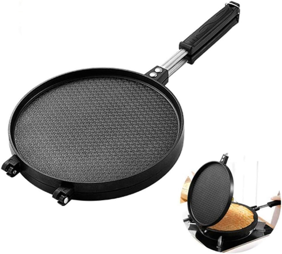 Wafelijzer - Pannenkoek Pan - Lekkere Wafels Maken - Anti-aanbaklaag - 17.8 cm - Rood