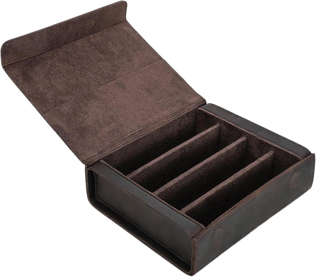 Opbergdoos Brillen - Brillenhouder Koffer - Veilige Opslag - Voor 4 Paren - 20.5 cm Breed - Koffie