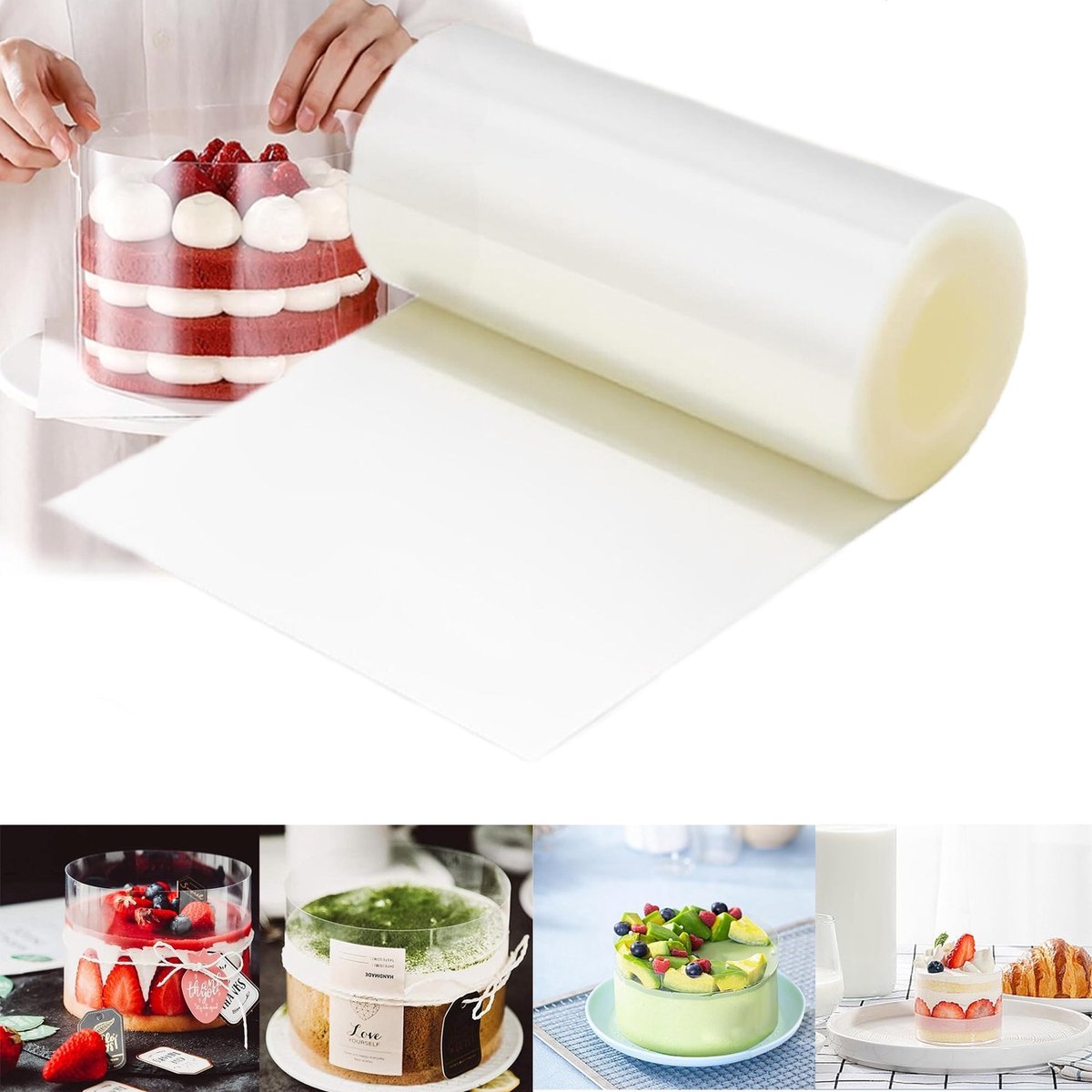 Taartdecoratiefolie - TENZHVXI® - Transparant - Plastic - Voedselveilig en milieuvriendelijk - 15 cm x 10 m