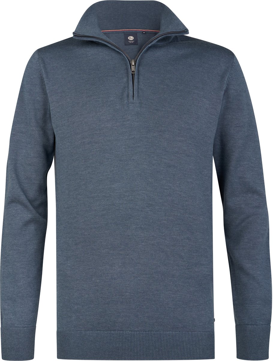 Petrol Industries - Heren Fijngebreide half-zip trui wheel - Blauw - Maat S