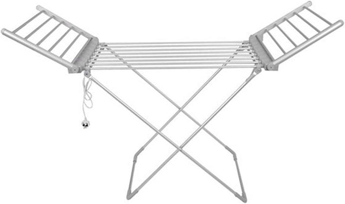 Elektrische Kleerhanger Droogrek Waslijn Kleding Drogen Opvouwbaar Aluminium 147x54x94 cm Zilver