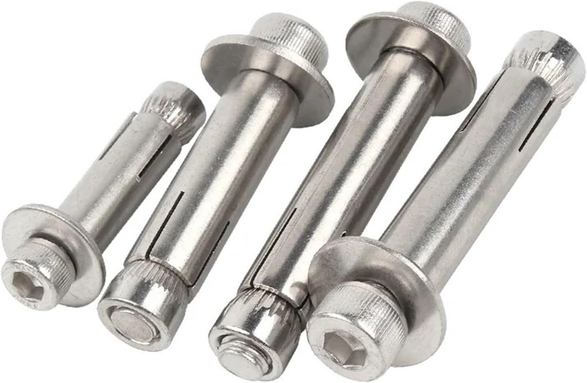 Expansieschroef - Betonankerbout - Verkeersdrempels Bevestigen - Roestvrij Staal 304 - M6x80mm - Zilverkleurig