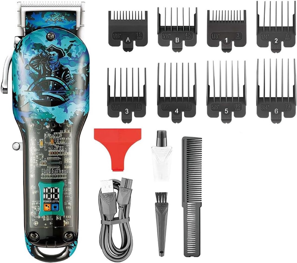 Tondeuse voor mannen - Haarsnijmachine elektrisch - Thuis kapsel maken - Zelfslijpende messen - 0.8-2.0mm verstelbaar - Transparant