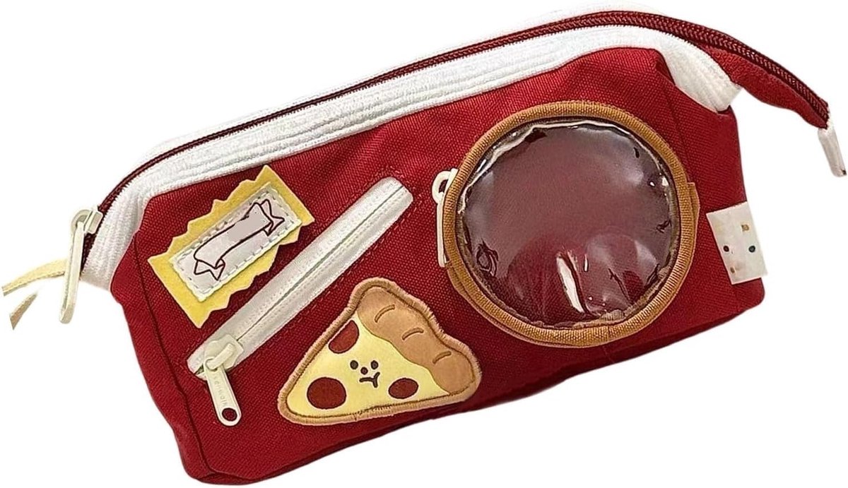 Etui met grote capaciteit - Pennendoos opbergtas - School en kantoor - Handige vakkenindeling - 22x12.5cm - Rood