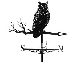 Metalen windwijzer met uil ontwerp - tuin ornament voor weer