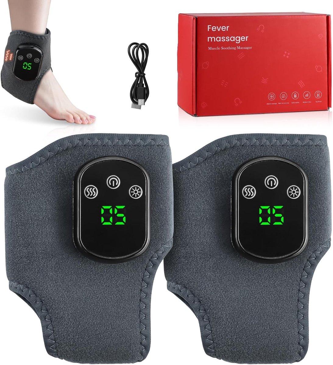 Voetmassager - Draadloos - 3 Vibratiemodi - 5 Warmte-instellingen - Voor Ontspanning Thuis
