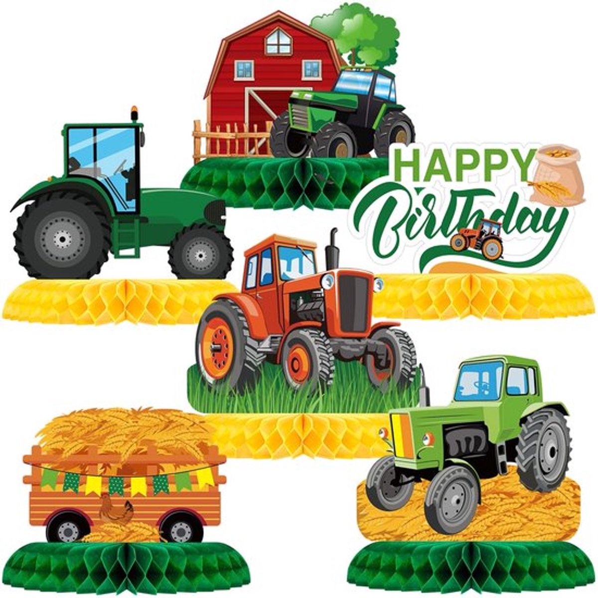 Tractorfeestdecoratie met 6 verschillende ontwerpen