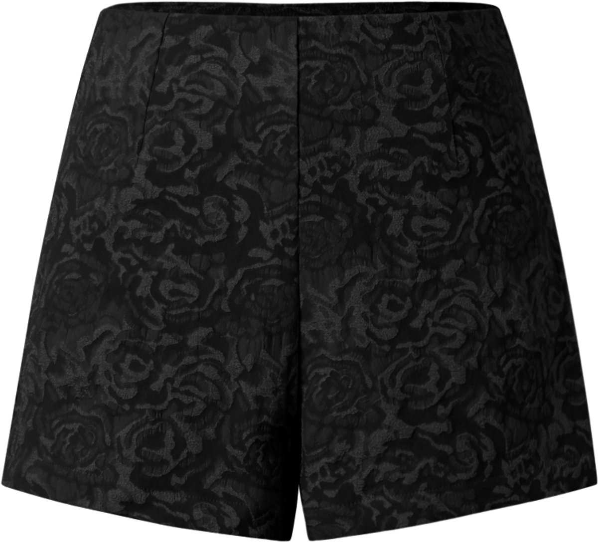 Elegante Geweven Vrouwen Shorts met Bloemenprint - Zwart - Maat M