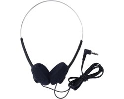 SnelShoppen - Black Retro Over-Ear Earbuds Hi-Fi Stereo Mini Wired Koptelefoon - Lichtgewicht, Universeel Compatibel, Zwart, Voor Mobiele Apparaten &